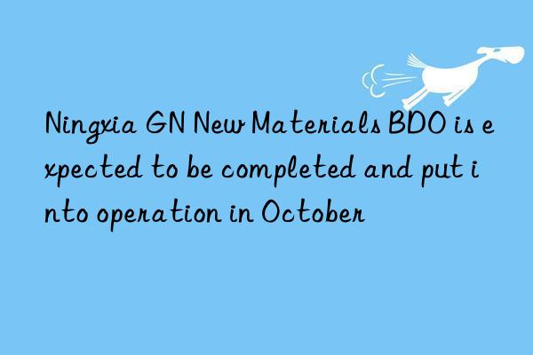 Ningxia GN New Materials BDO is expected to be completed and put into operation in October