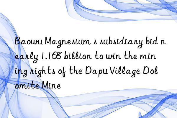 Baowu Magnesium s subsidiary bid nearly 1.168 billion to win the mining rights of the Dapu Village Dolomite Mine