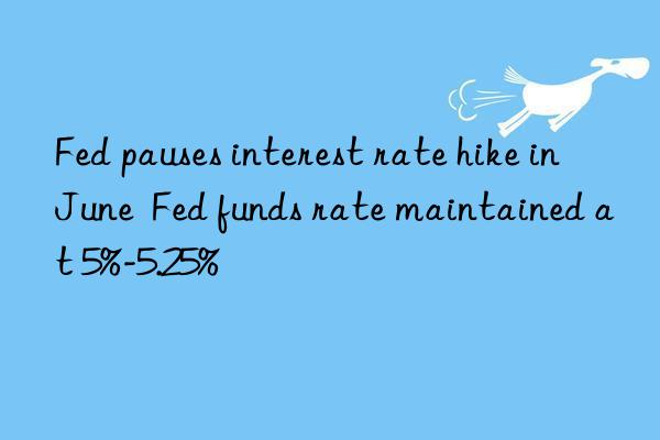 Fed pauses interest rate hike in June  Fed funds rate maintained at 5%-5.25%