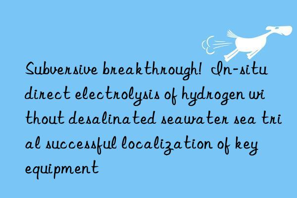 Subversive breakthrough!  In-situ direct electrolysis of hydrogen without desalinated seawater sea trial successful localization of key equipment