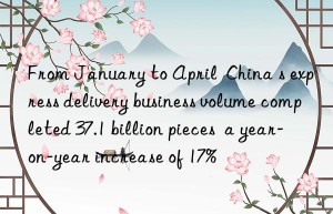 From January to April  China s express delivery business volume completed 37.1 billion pieces  a year-on-year increase of 17%