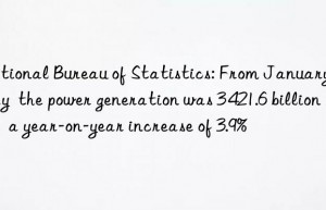 National Bureau of Statistics: From January to May  the power generation was 3 421.6 billion kwh  a year-on-year increase of 3.9%