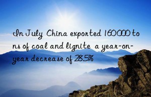 In July  China exported 160 000 tons of coal and lignite  a year-on-year decrease of 28.5%