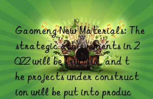 Gaomeng New Materials: The strategic achievements in 2022 will be fruitful, and the projects under construction will be put into production in 2023