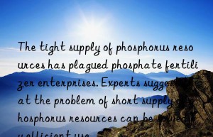 The tight supply of phosphorus resources has plagued phosphate fertilizer enterprises. Experts suggest that the problem of short supply of phosphorus resources can be solved by efficient use