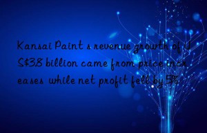 Kansai Paint s revenue growth of US$3.8 billion came from price increases  while net profit fell by 5%