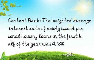 Central Bank: The weighted average interest rate of newly issued personal housing loans in the first half of the year was 4.18%