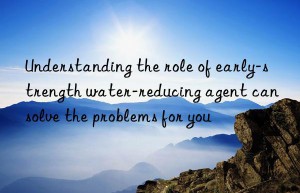 Understanding the role of early-strength water-reducing agent can solve the problems for you