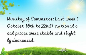 Ministry of Commerce: Last week (October 16th to 22nd)  national coal prices were stable and slightly decreased.