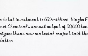 The total investment is 650 million!  Ningbo Fengmei Chemical’s annual output of 50,000 tons of polyurethane new material project laid the foundation