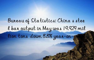 Bureau of Statistics: China s steel bar output in May was 19.929 million tons  down 8.8% year-on-year