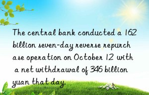 The central bank conducted a 162 billion seven-day reverse repurchase operation on October 12  with a net withdrawal of 346 billion yuan that day.