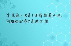 生意社：8月1日新疆蓝山屯河BDO公布7月结算价