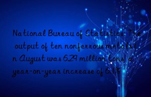 National Bureau of Statistics: The output of ten nonferrous metals in August was 6.29 million tons  a year-on-year increase of 6.1%