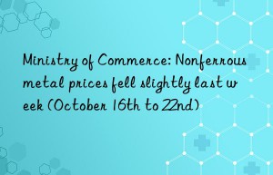 Ministry of Commerce: Nonferrous metal prices fell slightly last week (October 16th to 22nd)