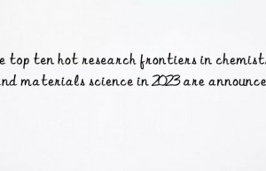 The top ten hot research frontiers in chemistry and materials science in 2023 are announced