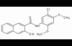 N-(5-chloro-2,4-dimethoxyphenyl)-3-hydroxy  -2-naphthylcarboxamide structural formula