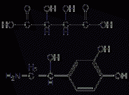 (-)-(R)-Except epinephrine hydrogenated tartrate monohydrate structural formula