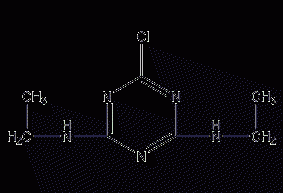 2-chloro-4,6-bis(ethylamino)-1,3,5-tri  Azine structural formula