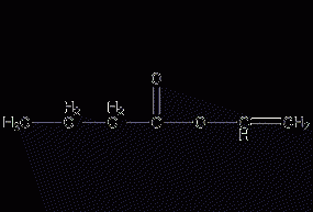 Structural formula of vinyl butyrate