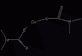 Structural formula of copper(II) dimethyldithiocarbamate