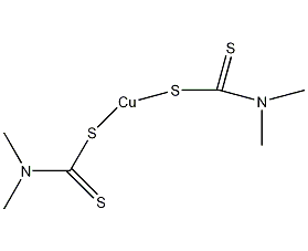 Structural formula of copper(II) dimethyldithiocarbamate