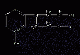 N-2-cyanoethyl-N-2-hydroxyethyl-m-toluidine structural formula