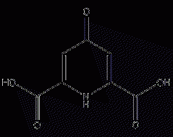 4-Hydroxypyridine-2,6-dicarboxylic acid structural formula