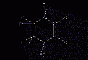 1,2-Dichlorooctafluorocyclohexene Structural Formula