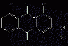 1,8-dihydroxy-3-(hydroxymethyl)anthraquinone structural formula