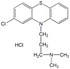 Structural formula of chlorpromazine hydrochloride