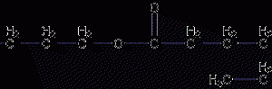 Structural formula of n-butyl octanoate